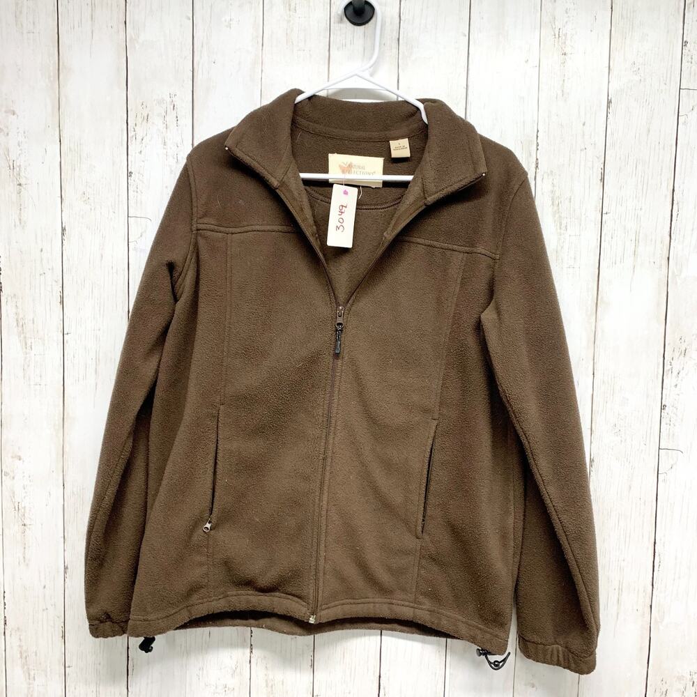 Vintage Natural Reflections Sweater Women Size Large Collared Full Zip Fleece